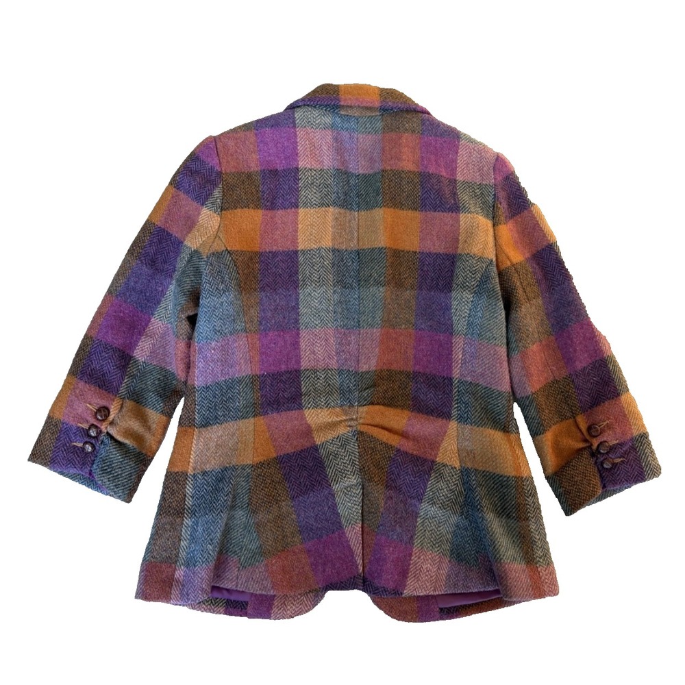 CAbi Womens Wool Blazer Sz 4 Multicolor Plaid Herringbone Purple Orange - Picture 3 of 7